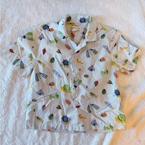 Tucker + Tate White Short-Sleeve Button Shirt with Colorful Bug Print